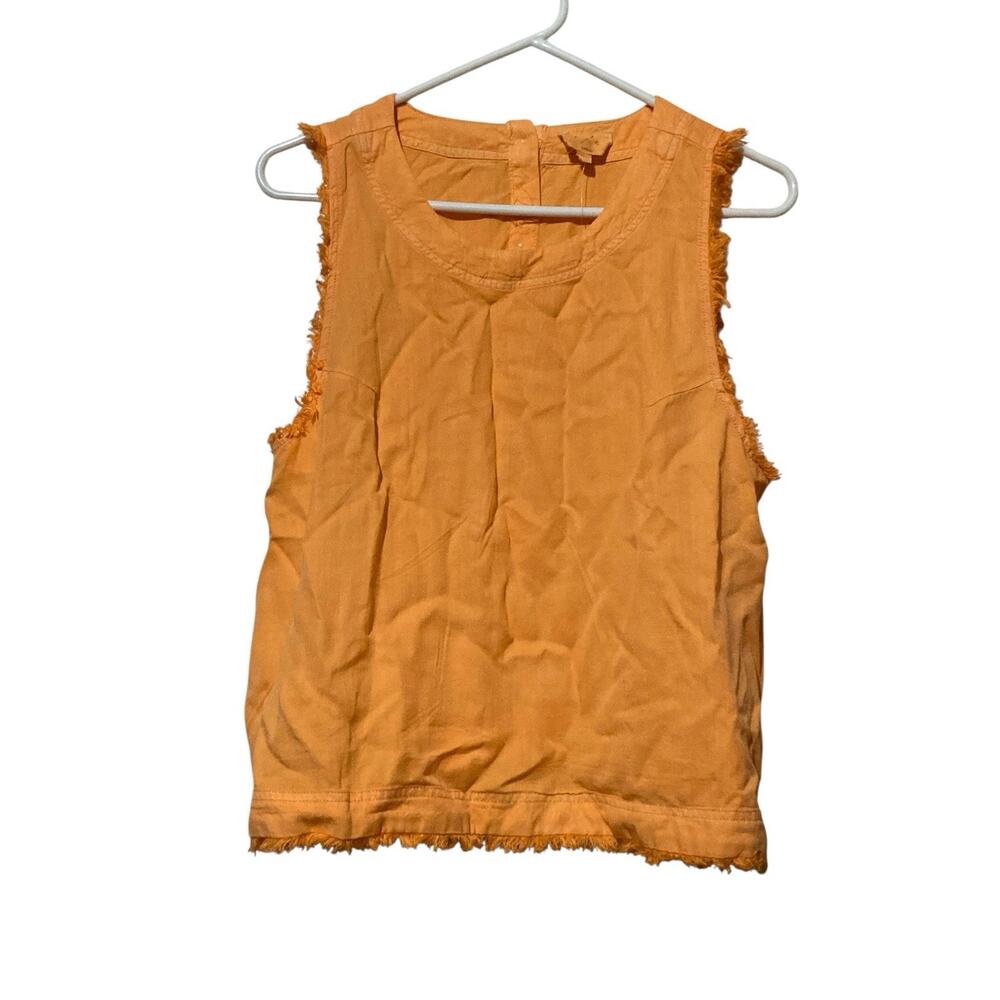 Francesca's Top Womens Large Orange Buttons On Back Fringe Edges NWT‎